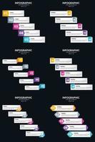 Vektor 6 Infografiken Pack Präsentationsfolie Vorlage 5 Schritte Zyklusdiagramme und Zeitleisten