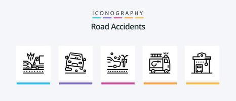 väg olyckor linje 5 ikon packa Inklusive gräns. lyktstolpe. olycka. krascha. olycka. kreativ ikoner design vektor