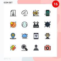 piktogram uppsättning av 16 enkel platt Färg fylld rader av Graf Diagram ad lagring kör redigerbar kreativ vektor design element