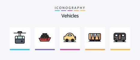 Fahrzeuglinie gefüllt 5 Icon Pack inklusive Fahrzeuge. Segel. Schule. Boot. Dampfer. kreatives Symboldesign vektor