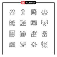 Stock-Vektor-Icon-Pack mit 16 Zeilenzeichen und Symbolen für die Einstellung von editierbaren Vektordesign-Elementen für die Einstellung von Home-Web-Gesundheitsseiten vektor