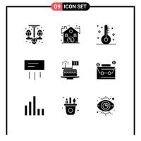 Stock Vector Icon Pack mit 9 Zeilenzeichen und Symbolen zum Feiern von Weihnachten zu Hause, kühlere Luft, editierbare Vektordesign-Elemente