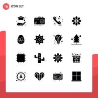 uppsättning av 16 modern ui ikoner symboler tecken för ägg blomma ring upp påsk blomma redigerbar vektor design element