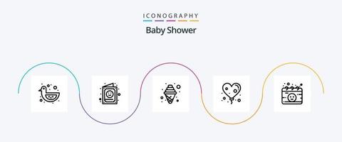 Babydusche Linie 5 Icon Pack inklusive Gynäkologie. Liebe. Kind. Herz. Gruppe vektor