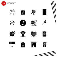 uppsättning av 16 modern ui ikoner symboler tecken för runda de klocka hotell företag concierge däck redigerbar vektor design element