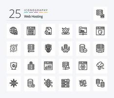 Webhosting-Icon-Paket mit 25 Zeilen einschließlich System . Internet . Sicherheit vektor