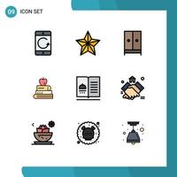 Stock Vector Icon Pack mit 9 Zeilenzeichen und Symbolen für Bildung Pen Star Book Home editierbare Vektordesign-Elemente