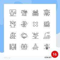 Universelle Symbolsymbole Gruppe von 16 modernen Umrissen von bearbeitbaren Vektordesign-Elementen für Valentinsgrüße vektor