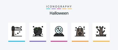 Halloween-Linie gefüllt 5 Icon Pack inklusive Urlaub. Geist. Halloween. Kalender. Spinne. kreatives Symboldesign vektor