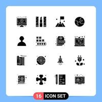 uppsättning av 16 modern ui ikoner symboler tecken för grundläggande avatar flagga över hela världen jord redigerbar vektor design element
