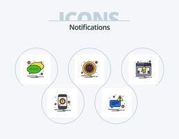 Benachrichtigungszeile gefüllt Icon Pack 5 Icon Design. kabellos. Technologie. Vorsicht. Benachrichtigung. Aktivität vektor