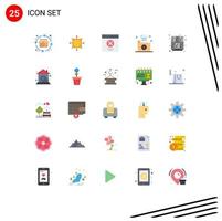 Gruppe von 25 flachen Farbzeichen und Symbolen für Office-Datei Zieldokument Nachricht editierbare Vektordesign-Elemente vektor