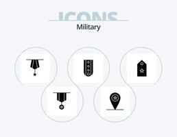 militärisches Glyphen-Icon-Pack 5-Icon-Design. Rang. Insignien. Soldat. Diamanten. Medaille vektor