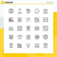 Stock Vector Icon Pack mit 25 Zeilenzeichen und Symbolen für das Kochen von Speisen kreative Cola-Regen editierbare Vektordesign-Elemente