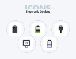 Gerätezeile gefüllt Icon Pack 5 Icon Design. . USB. Foto. Lagerung. Geräte vektor