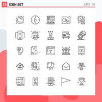 Mobile Interface Line Set aus 25 Piktogrammen von Abfallwirtschafts-Vortragsuhr-Welt editierbaren Vektordesign-Elementen vektor