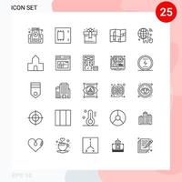 25 universelle Linienzeichen Symbole für WLAN-Internet der Dinge Produkte platzieren Standort editierbare Vektordesign-Elemente vektor