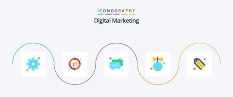 digital marknadsföring platt 5 ikon packa Inklusive märka. högtalare. chatt. befordran. annonsera vektor