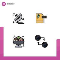 4 kreativ ikoner modern tecken och symboler av antenn bedöma satellit maträtt årgång mat redigerbar vektor design element