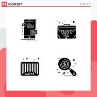modern uppsättning av 4 fast glyfer pictograph av frontend försäljning telefon kort bar koda redigerbar vektor design element