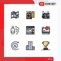 redigerbar vektor linje packa av 9 enkel fylld linje platt färger av sida browser förorening skydd man redigerbar vektor design element
