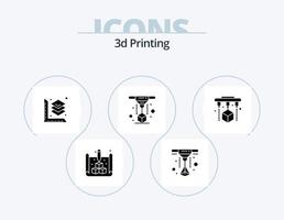 3D-Druck-Glyphen-Icon-Pack 5 Icon-Design. Drucken. 3d. Drucken. Laser. Drucker