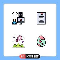 mobil gränssnitt fylld linje platt Färg uppsättning av 4 piktogram av app inlärning utveckling e Lycklig redigerbar vektor design element