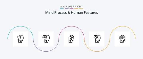 Mind Process und Human Features Line 5 Icon Pack inklusive Idee. Unternehmen. Gesundheit. Feature. Verstand vektor