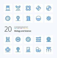 20 Symbolpaket für die blaue Farbe von Biologie wie Laborchemie Biologie Biologielabor vektor