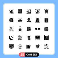 25 solides Glyphen-Konzept für mobile Websites und Apps öffentliche Bus-Safe-Bestenliste Pflanzenversicherung editierbare Vektordesign-Elemente vektor