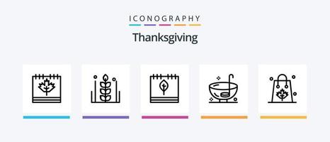 Thanksgiving Line 5 Icon Pack inklusive Regen. Wolke. Einkaufen. Blatt. Kanada. kreatives Symboldesign vektor
