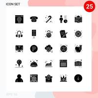 moderner Satz von 25 soliden Glyphen und Symbolen wie Layer Person Candy Cane Managementdaten editierbare Vektordesign-Elemente vektor
