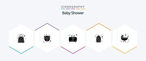 Babyparty 25 Glyphen-Icon-Pack inklusive Konserven. Baby. Kindheit. Geschenk. Kind vektor