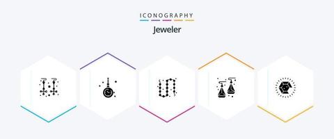 Schmuck-Icon-Pack mit 25 Glyphen, einschließlich Diamant. Schmuck. Uhr accessorize. Ohrringe. Schmuck vektor