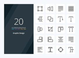 20 design översikt ikon för presentation vektor
