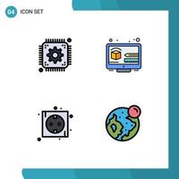uppsättning av 4 modern ui ikoner symboler tecken för chip eco webb digital plugg redigerbar vektor design element