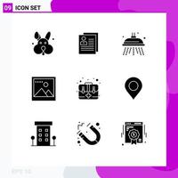 uppsättning av 9 modern ui ikoner symboler tecken för först hjälpa personlig Foto bild redigerbar vektor design element