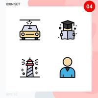 uppsättning av 4 modern ui ikoner symboler tecken för bil hav bokmärke strand mänsklig redigerbar vektor design element