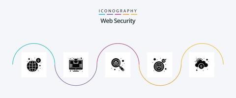 Web Security Glyph 5 Icon Pack inklusive Download. Cyber. Sicherheit. prüfen. Virus vektor