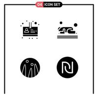 Stock Vector Icon Pack mit 4 Zeilen Zeichen und Symbolen für Mitarbeiter Haartherapie Islam Gebet Schekel editierbare Vektordesign-Elemente