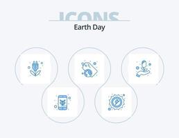 Tag der Erde blau Icon Pack 5 Icon Design. Schild. Plastik. Energie. grün. Blatt vektor