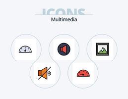 Multimedia-Linie gefüllt Icon Pack 5 Icon-Design. . Volumen. vektor