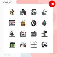 piktogram uppsättning av 16 enkel platt Färg fylld rader av analys framåt- certifikat brytning pilar redigerbar kreativ vektor design element