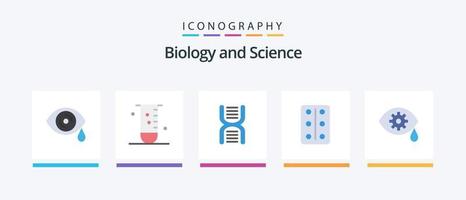 Biologie Flat 5 Icon Pack inklusive Auge. Tablets. Biologie. Abhilfe. Schule. kreatives Symboldesign vektor