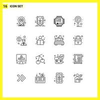 16 kreative Symbole moderne Zeichen und Symbole der Zoom-Suchchip-Scan-Technologie editierbare Vektordesign-Elemente vektor