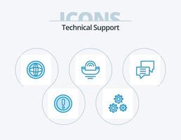 Technischer Support blaues Icon Pack 5 Icon Design. Unterstützung. Hilfe. Service. Gerät. Hilfe vektor