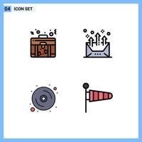 Stock Vector Icon Pack mit 4 Zeilenzeichen und Symbolen für Taschendatenadresse E-Mail-Hardware editierbare Vektordesign-Elemente