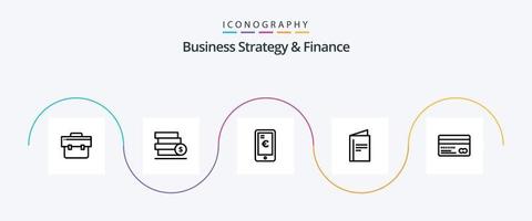 Business Strategy and Finance Line 5 Icon Pack inklusive Karte. Dollar . Einkaufen. Zahlung vektor