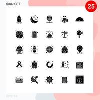 uppsättning av 25 modern ui ikoner symboler tecken för pizza mätare stå instrumentbräda spela redigerbar vektor design element