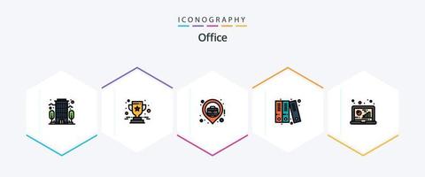 kontor 25 fylld linje ikon packa Inklusive data. analytisk. plats. analys. filer vektor
